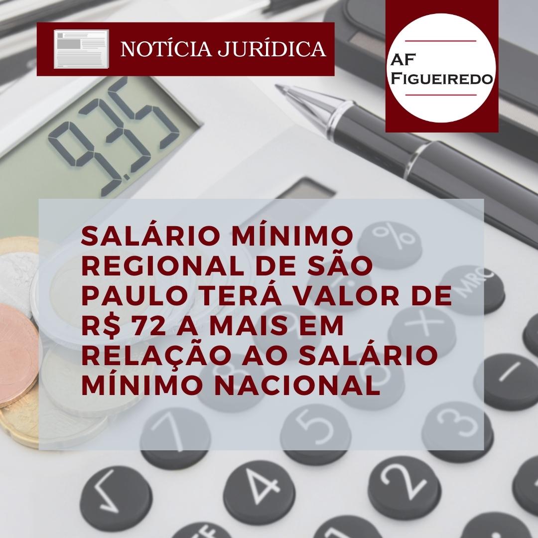 Salário mínimo regional de São Paulo terá valor de R 72 a mais em